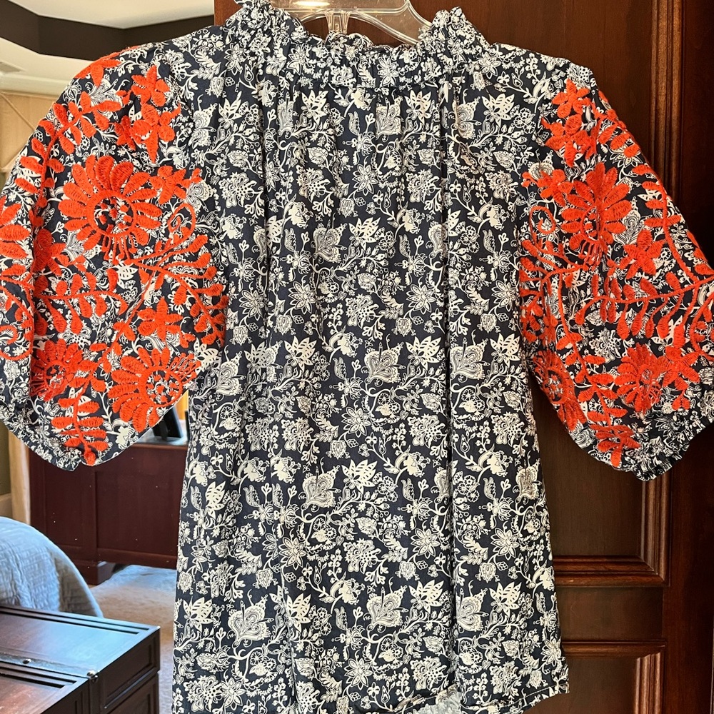 THML Black and Orange Floral Blouse